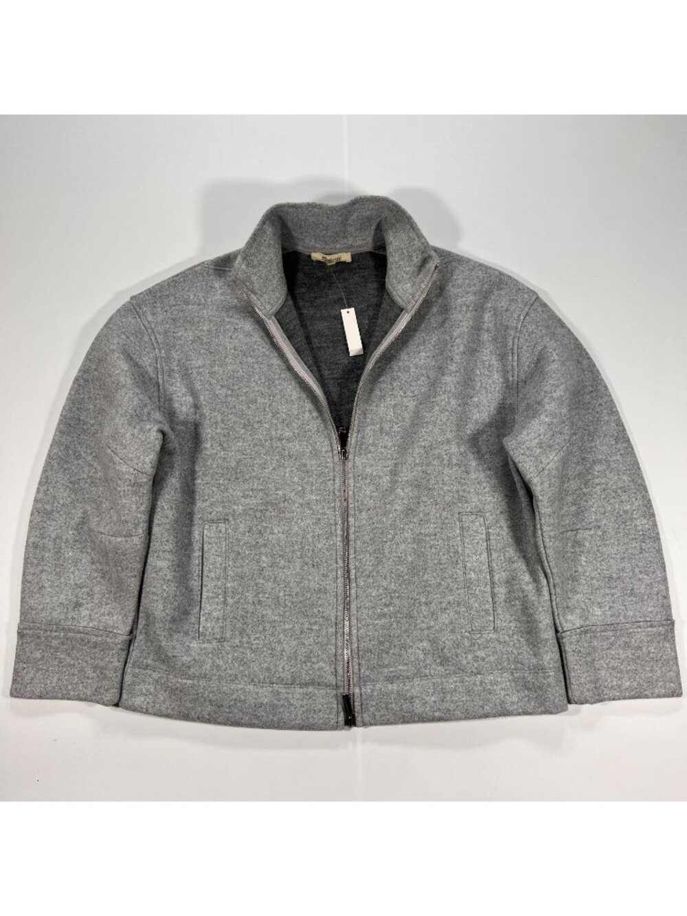Madewell Jacket Women's XS Gray Wool Knitted Relaxed Mockneck Full-Zip Winter